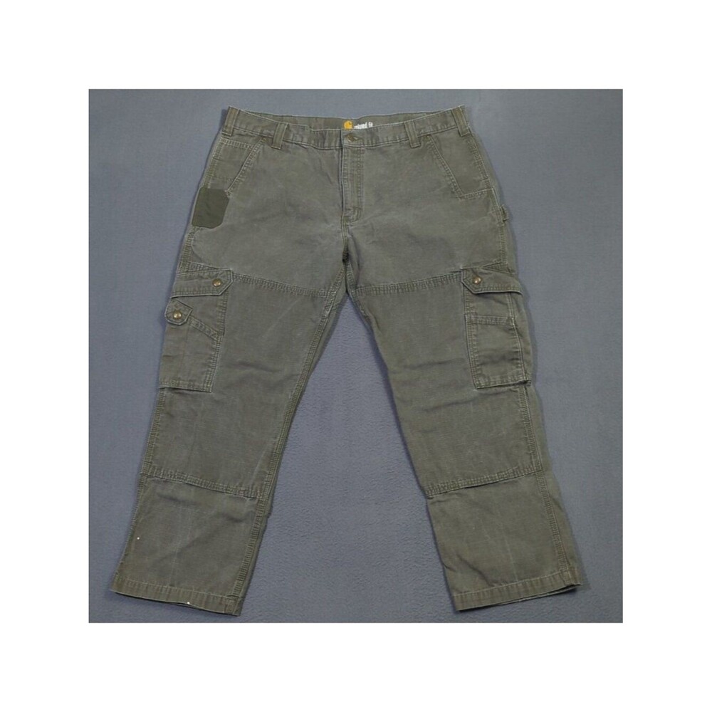 Carhartt Pants Men's 42x30 Fits 40x29 Green B342 MOS Cargo Carpenter Double Knee